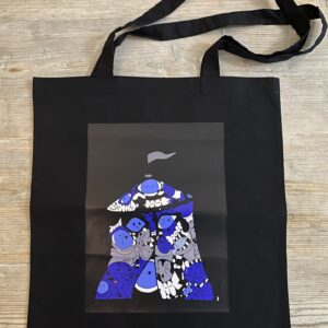 Black Tote Bag, Circus Cobalt Blue