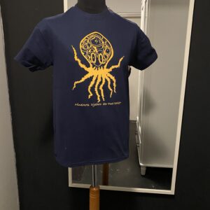 Blue /blauw shirt Yellow/geel Octopus flock print