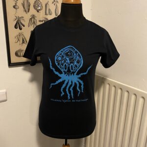 Black/zwart shirt Octopus aqua blue/blauw print