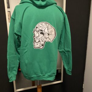 Green Hooded full zip Skull shirt