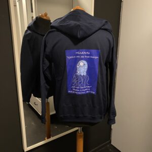 Blue full zip hooded sweatshirt with Jellyfish print