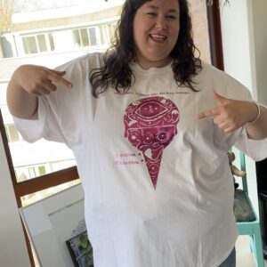 White I-Scream Shirt with Pink Metallic Print