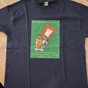 Black Mad Hatter shirt red , green and blue