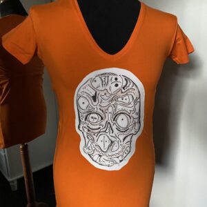 Orange/oranje “en face” skull shirt